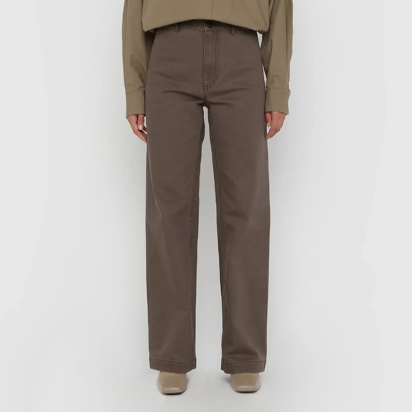 OAK + FORT Pants - OAK + FORT Straight Leg Twill Pants